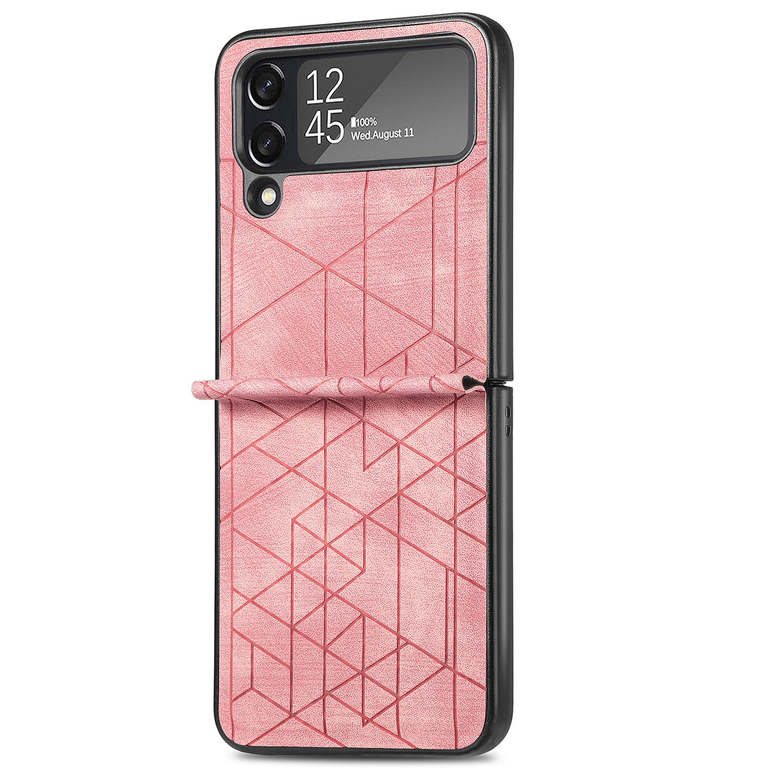 For Samsung Galaxy Z Flip4 5G Geometry Imprinted Phone Case PU Leather Coated PC Cover For Samsung Galaxy Z Flip4 5G Geometry Imprinted Phone Case PU Leather Coated PC Cover